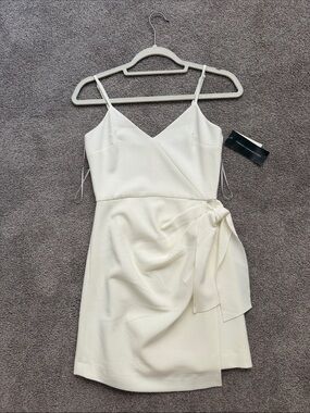 French Connection White Wrap-Style Spaghetti Strap Mini Dress